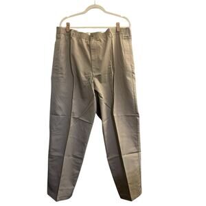 Lands End Mens Tag 37 (37Wx27L) Elastic Waist Blend Khaki Chino Pants #5025